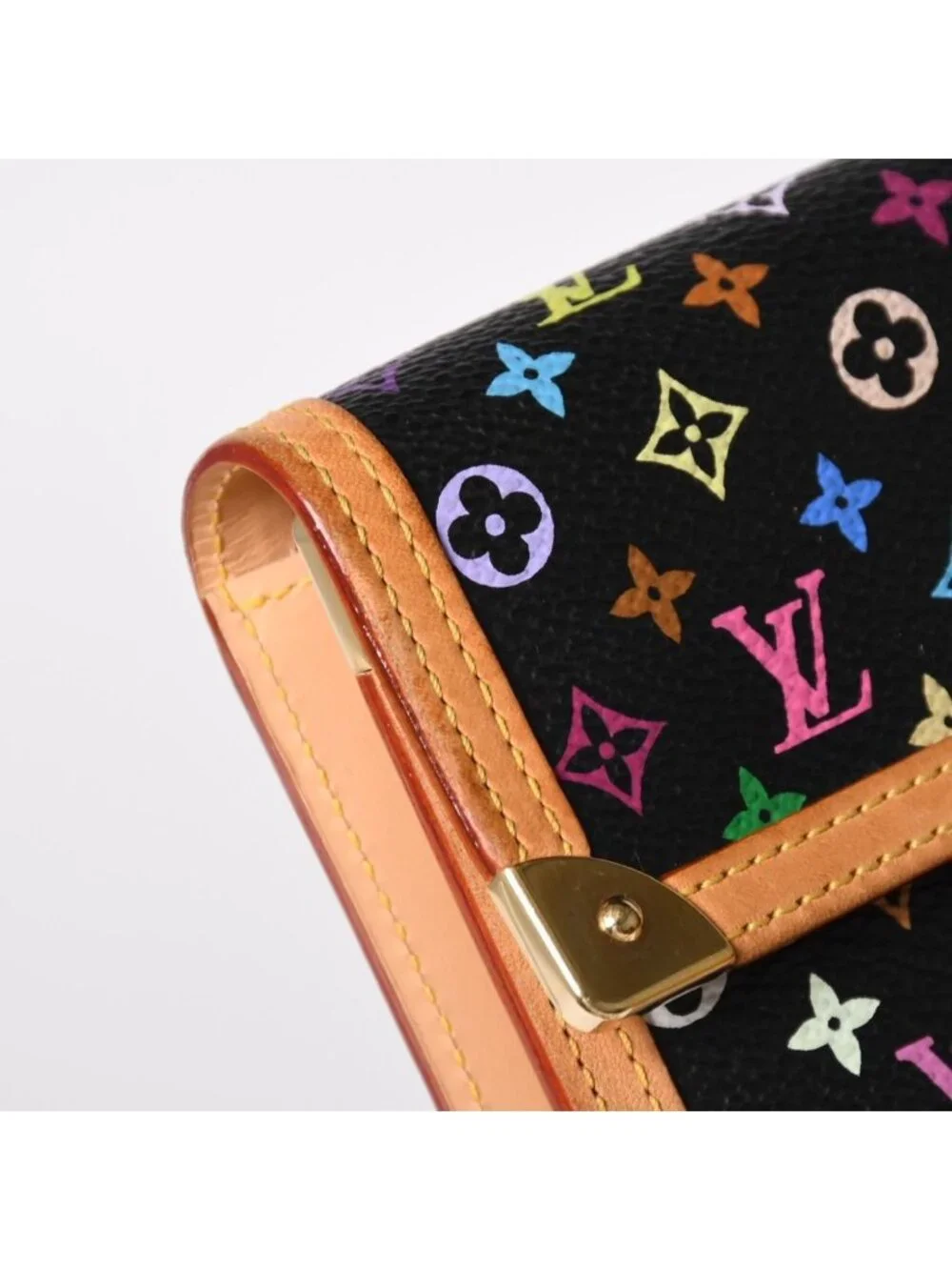 Louis Vuitton Trifold Wallet Monogram Black Multicolor Portefeuille